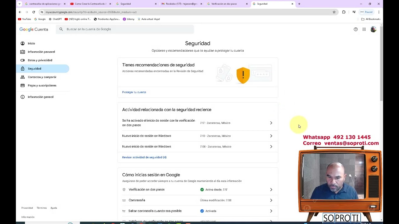 Gmail aplicaciones de terceros y verificación en dos pasos o contraseñas de aplicación con Gmail.