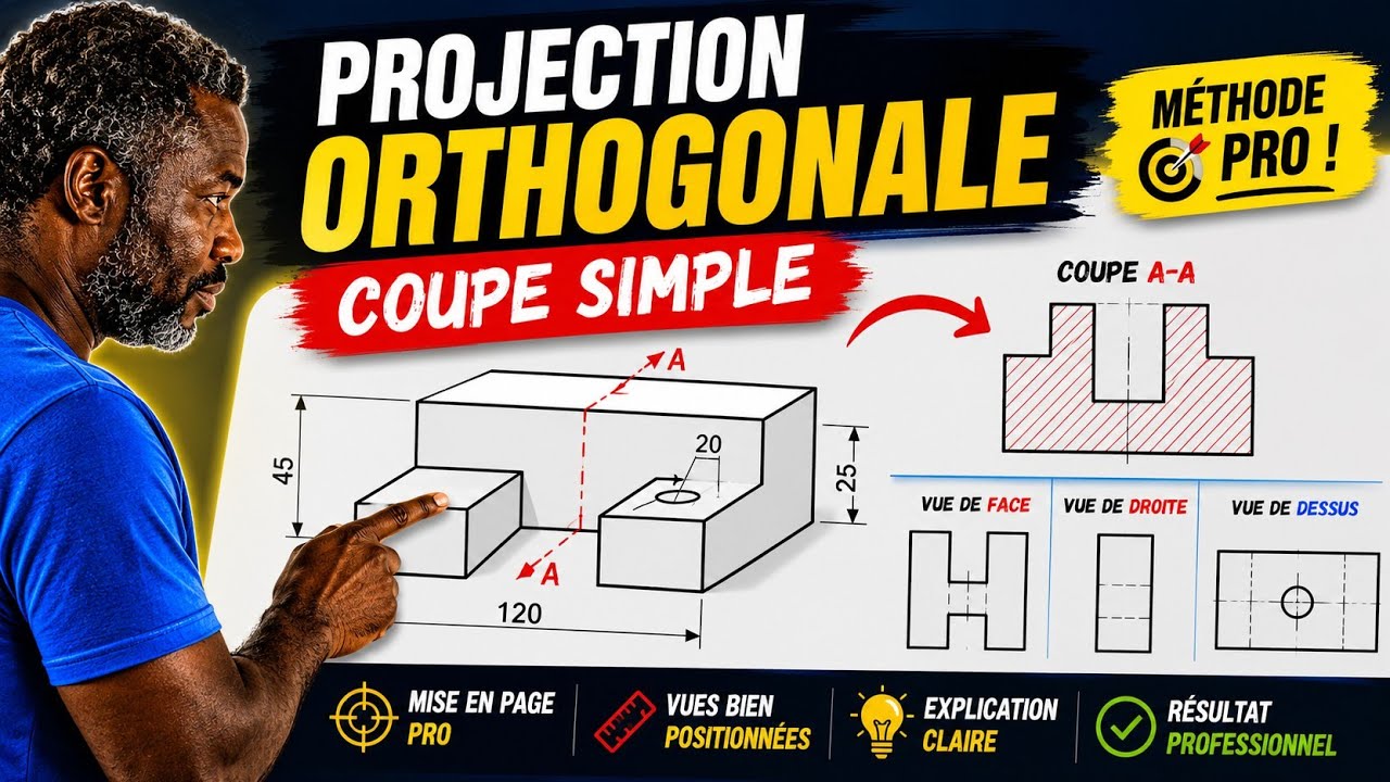 Projection orthogonale en dessin technique, dessin industriel, dessinTec Gil