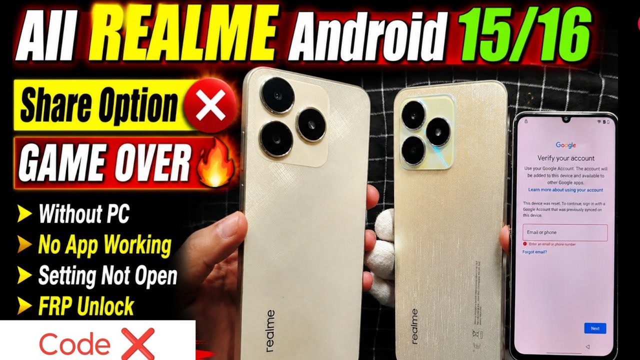 Realme Frp bypass 2026 Android 15/16 ‼️ Realme phone 4g/5g FRP Unlock without PC Share Option ❌