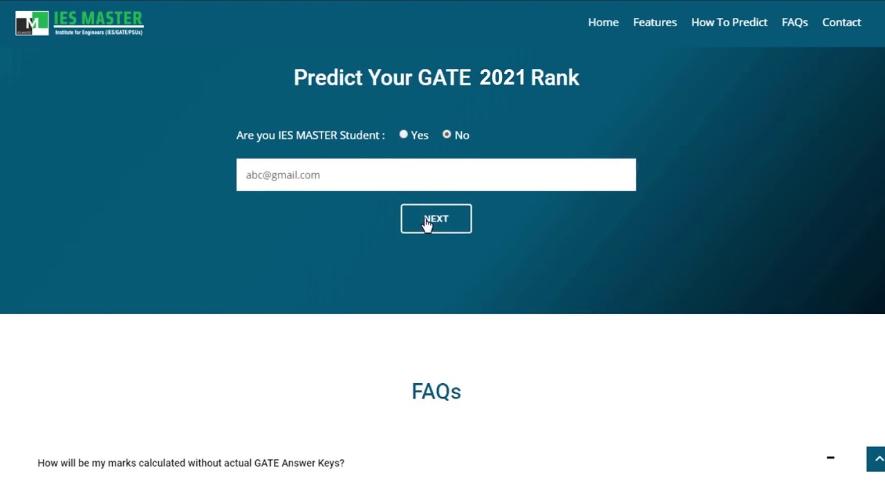 IES MASTER GATE Rank predictor