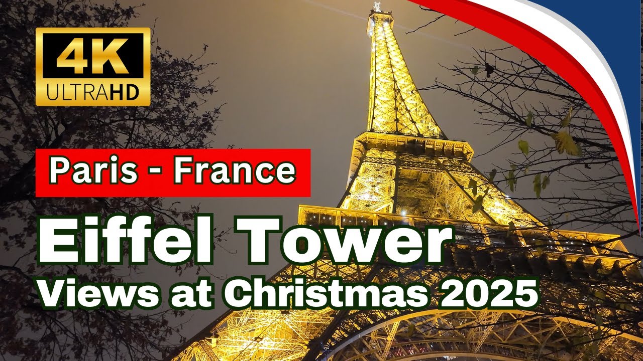 4K ParisTop Of Eiffel Tower Views at Christmas 2025 | From the Top | France
