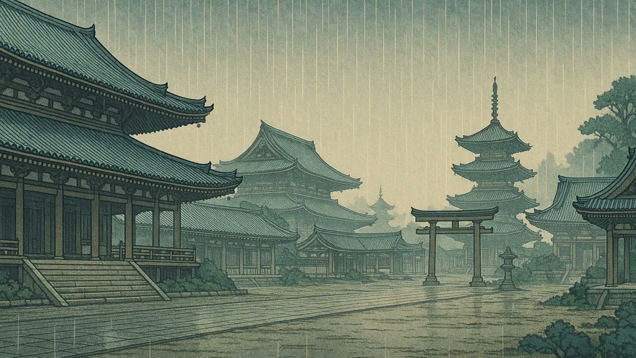 Quiet Study Night 🌧️ | Quiet Temple Rain | The Rainy Temple