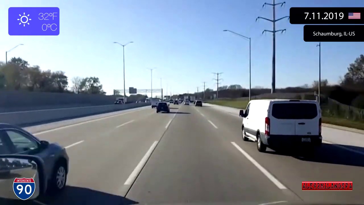 Driving through Illinois (United States) from Chicago to Rockford 7.11.2019 Timelapse x4
