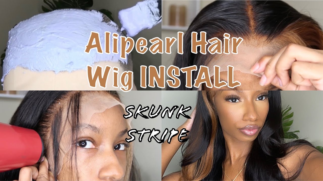 Watch me bleach & install my wig 🤎| SKUNK STRIPE 🦨| Ft. ALIPEARL HAIR