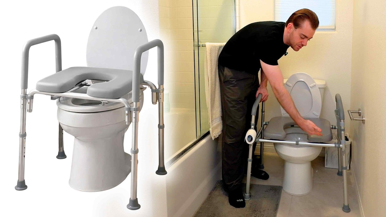 Raised Toilet Seat with Handles | Adjustable Height Padded Toilet Safety Seat