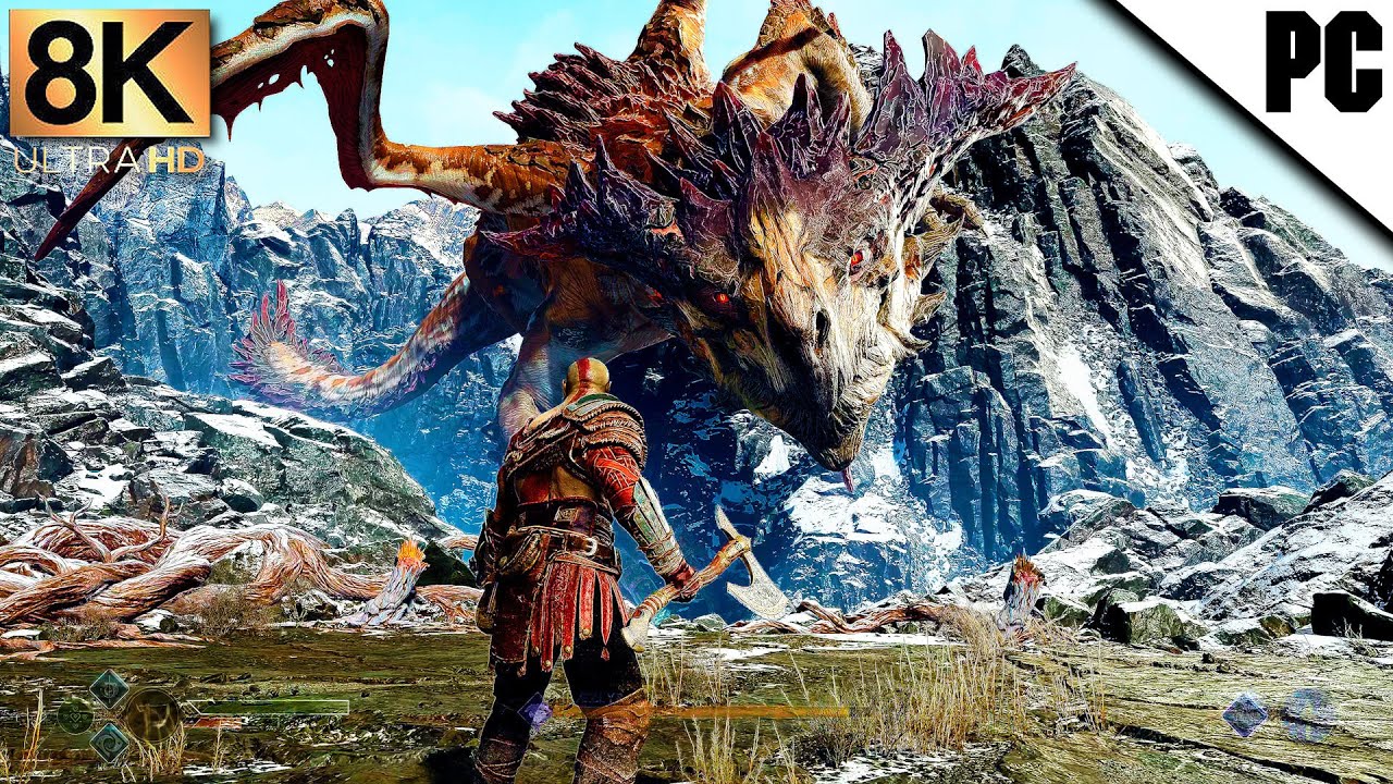Extreme Dragon Fight | 8K UHD 60FPS | Ultra Realistic God of War Gameplay | RTX 3090 Ti