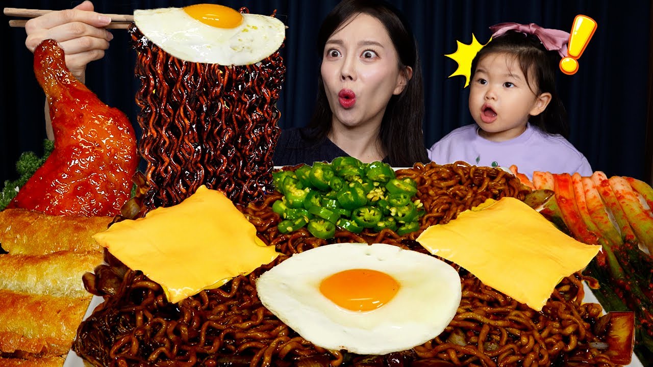 [Mukbang ASMR]Jjapaghetti Cheese&Egg 💛 Chicken Leg&Fried Dumplings Ssoyoung