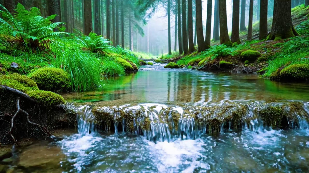 Calming Forest Ambience | River Flowing Birds Chirping in Hidden Forest Ambience for Rest, Medicine