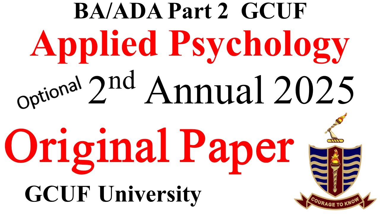 4th Year BA ADA Psychology Optional Paper 2025 GCUF | ADP Psychology Optional Paper | GCUF Exams