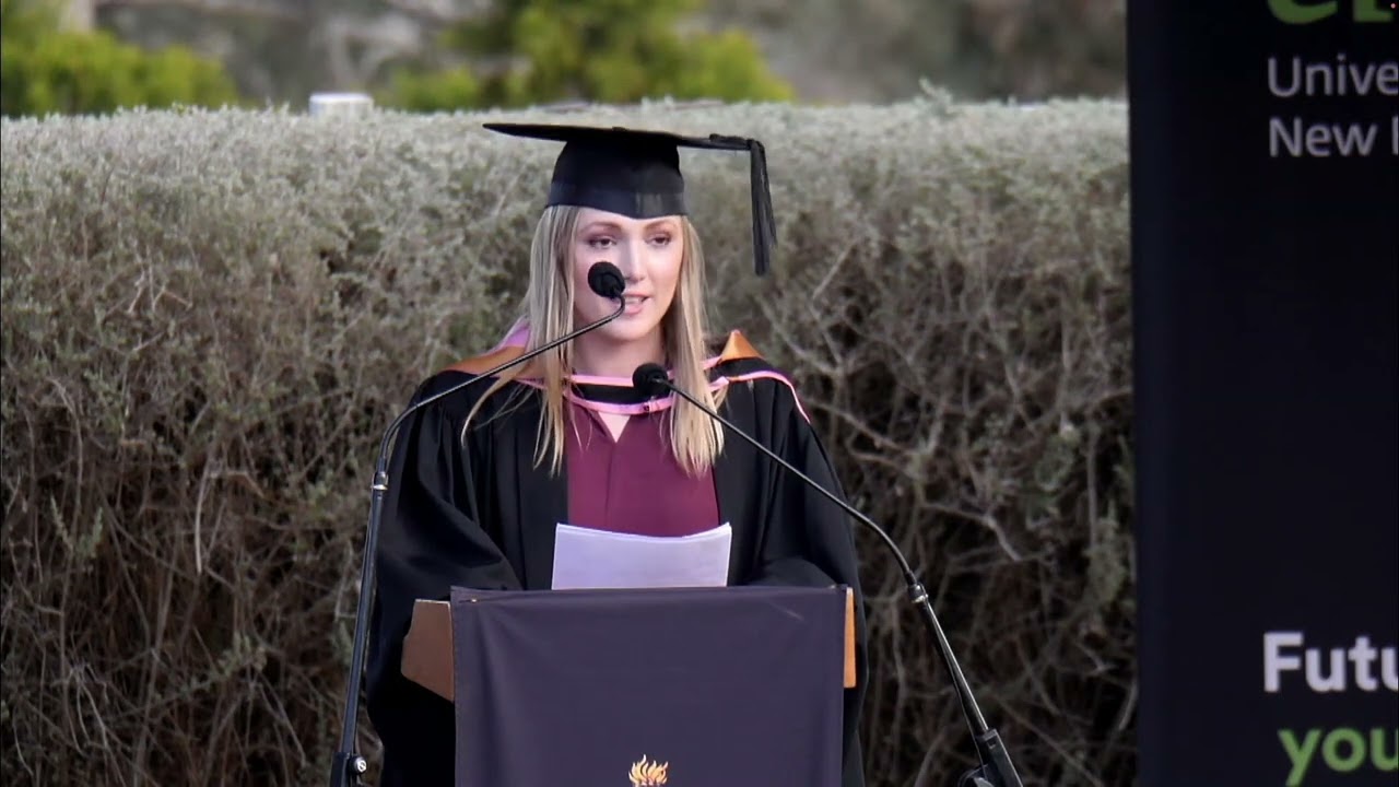 Hannah Hopkinson: student vote of thanks at UNE graduation, August 2023