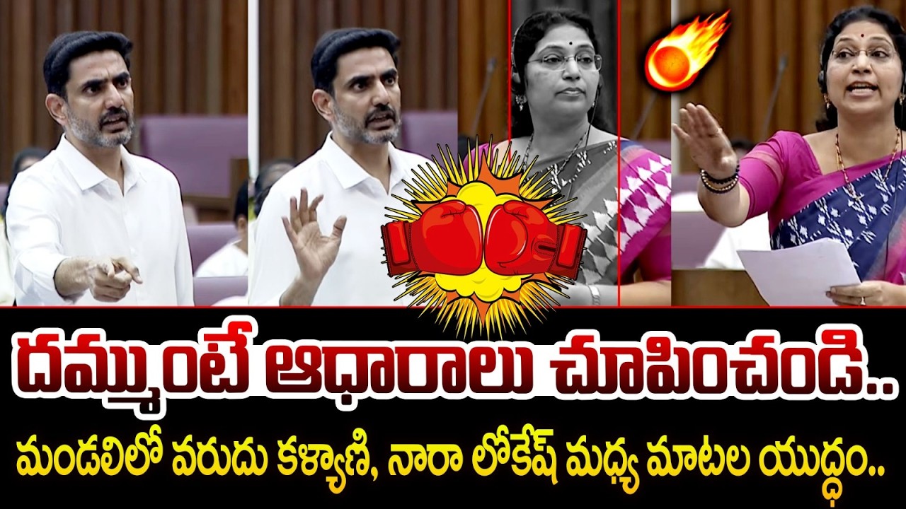 దమ్ముంటే ఆధారాలు చూపించండి | Nara Lokesh Strong Counter to Varudu Kalyani in AP Legislative Assembly