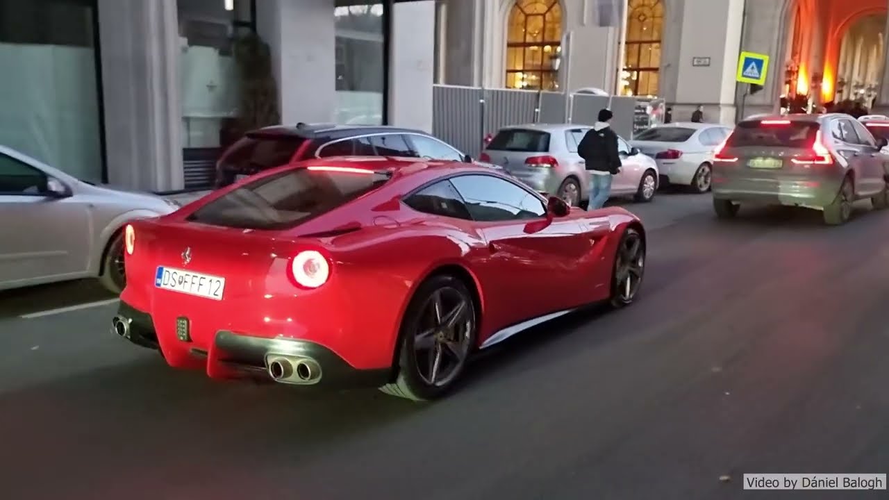 FERRARI F12 BERLINETTA BRUTAL EXHAUST/REVVING SOUND ACCELERATION AND SQUEALING TIRES