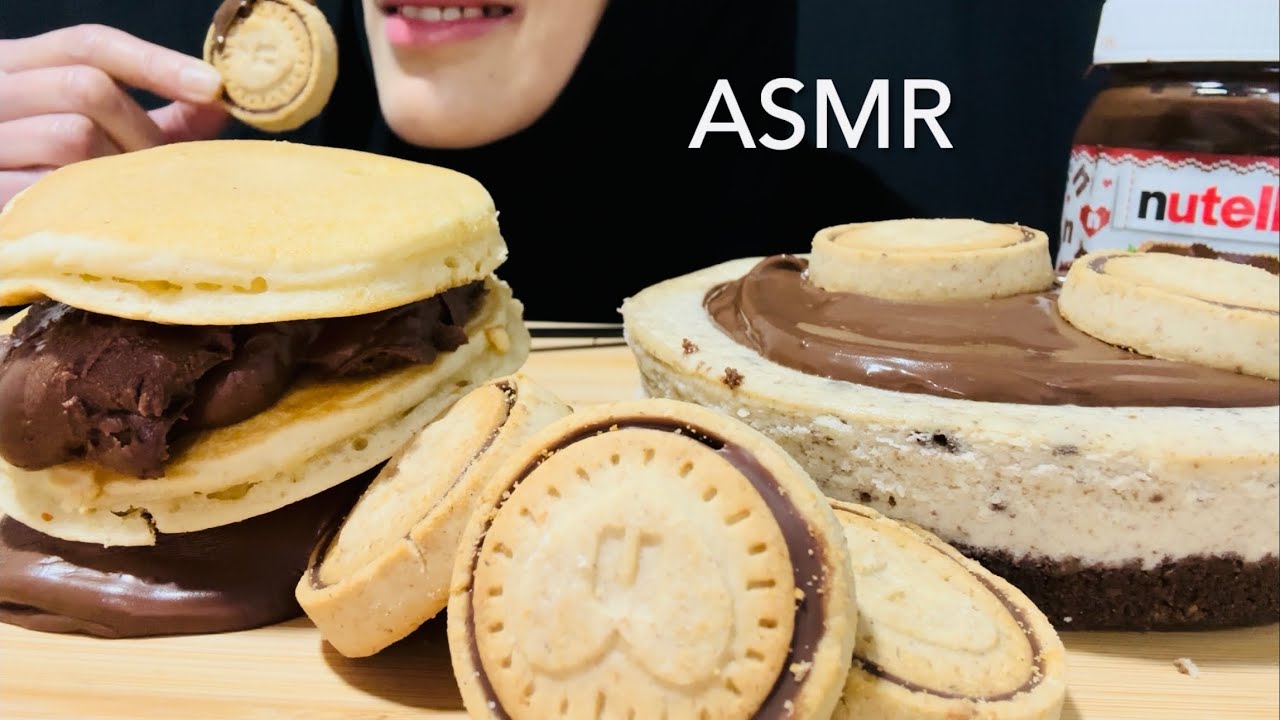 Nutella | Cookie and Cream Cheesecake | Pancakes filled with Nutella | ASMR | MUCKBANG