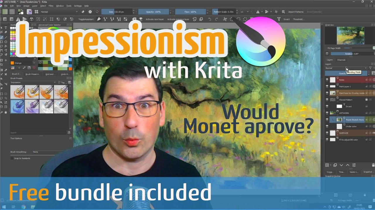 Create Impressionism in Krita with new brushes in 2021