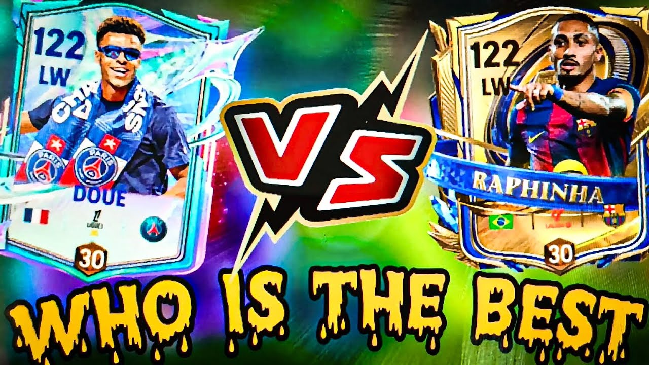 RAPHINHA 🆚 DOUE MAX RANK COMPARISON 🤯🔥☠️ || WHO IS THE BEST LW IN EA FC MOBILE 26 