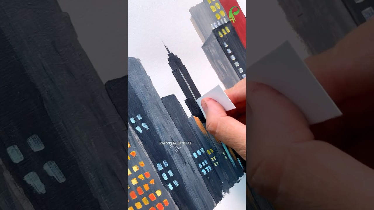 Painting Landscape 1st time with Paper 😱 #shorts