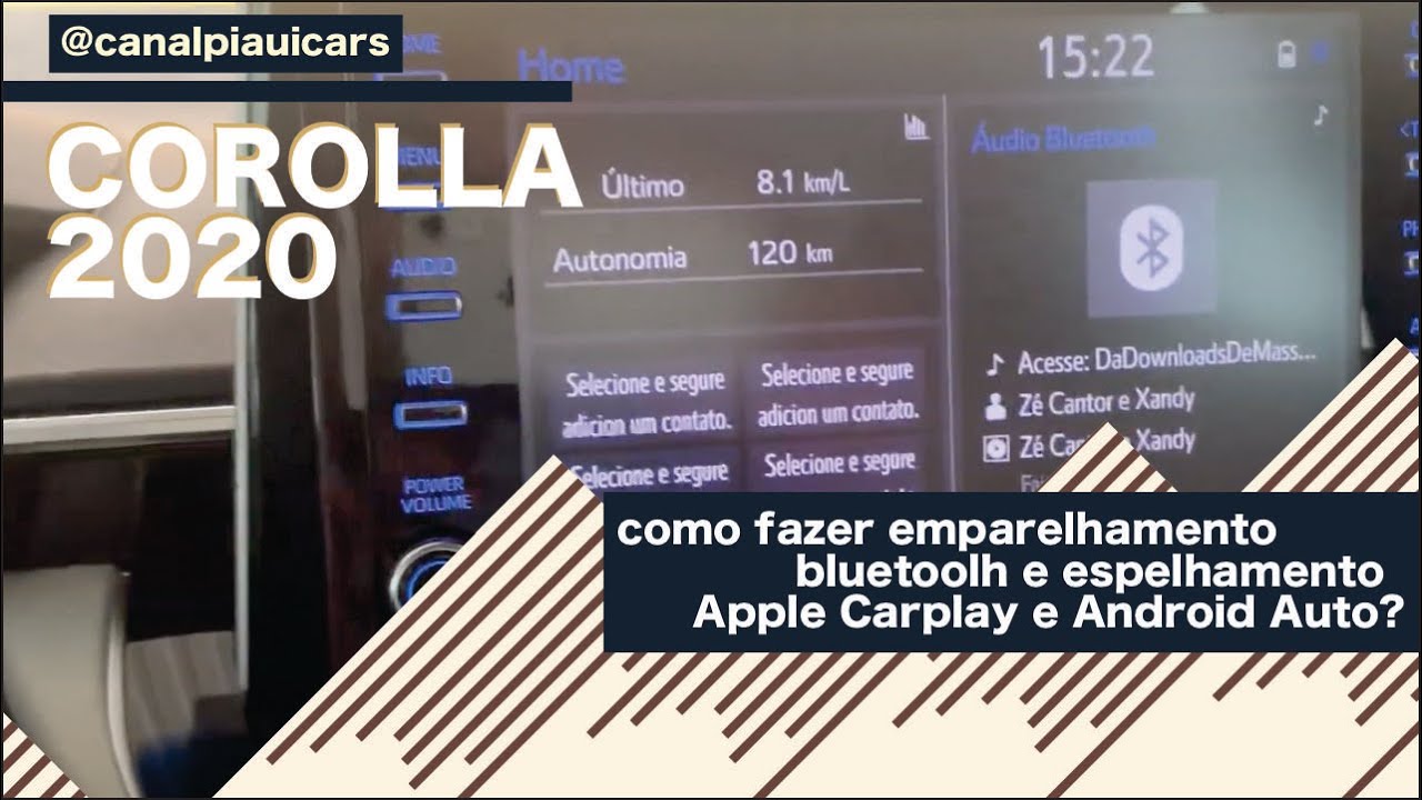 Corolla 2020, como fazer emparelhamento bluetoolh e espelhamento Apple Carplay e Android Auto?