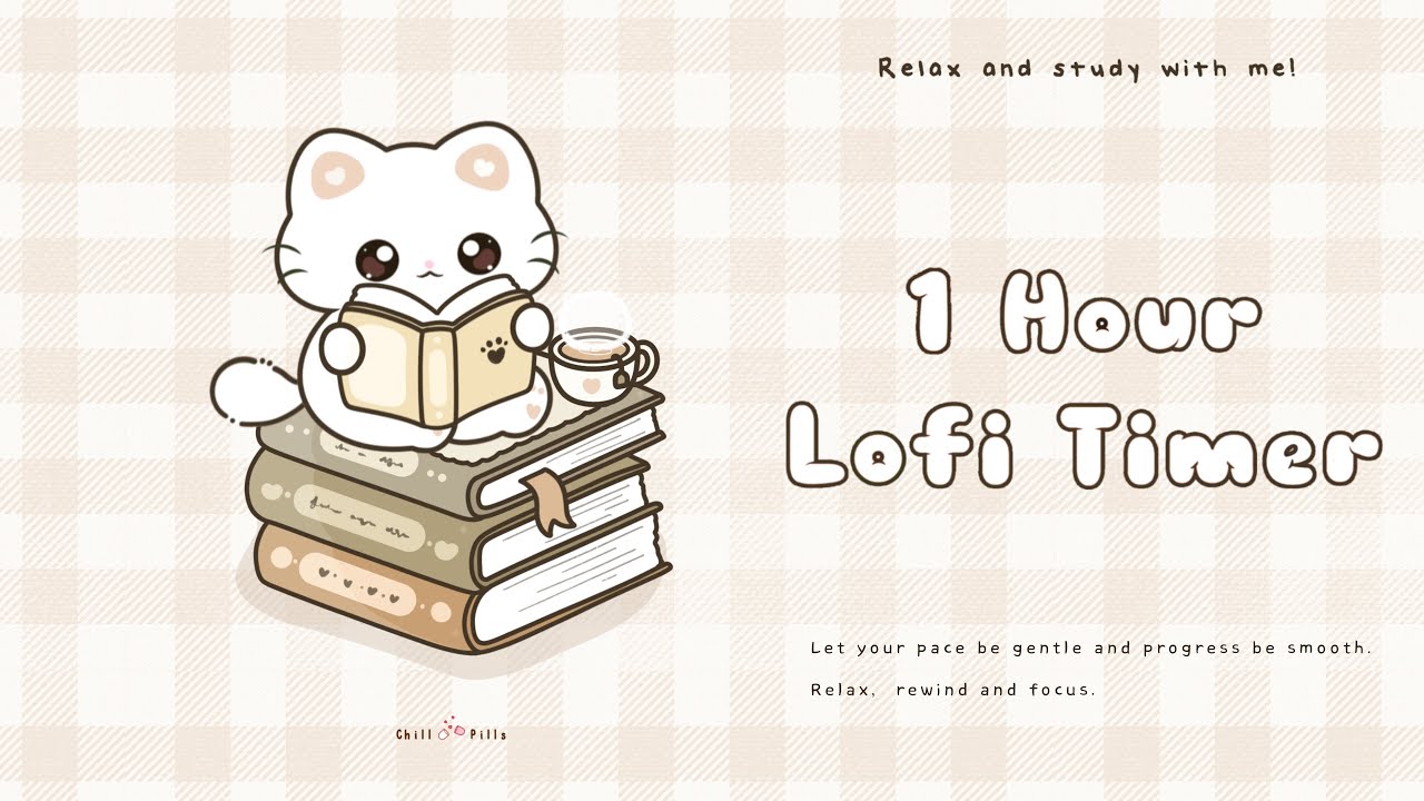 1 Hour - Relax & study with me Lofi | Bookish kitty #timer #1hour #1hourloop #lofi #relaxing #calm