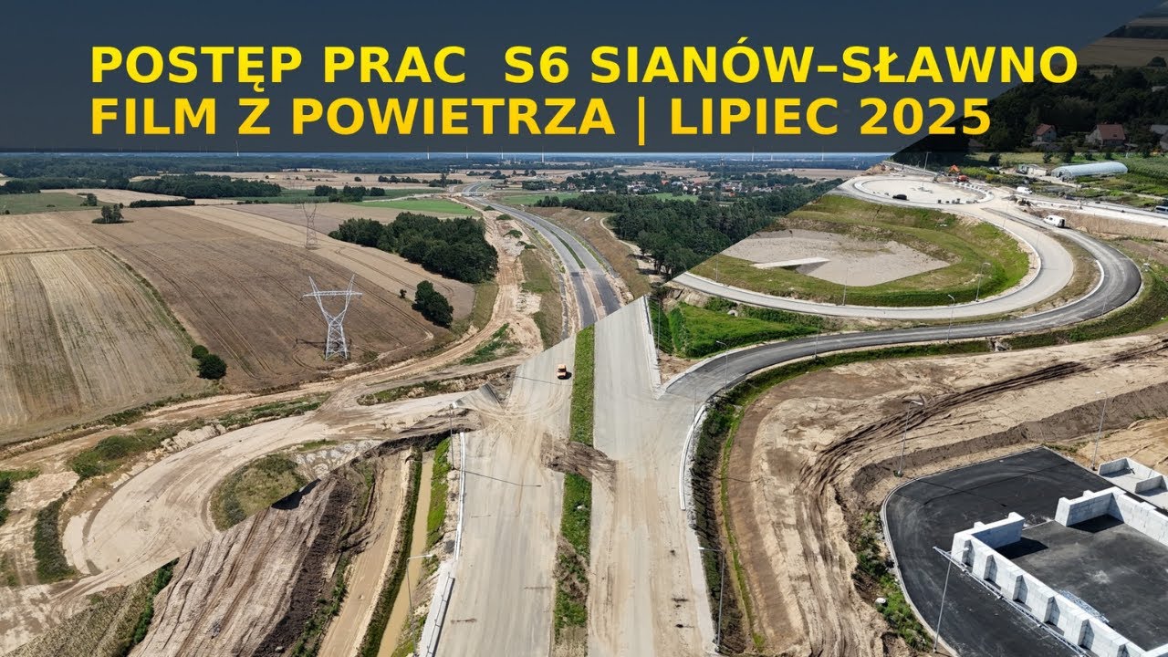 Budowa drogi ekspresowej S6 Sianów-Sławno | Film z powietrza | Lipiec 2025