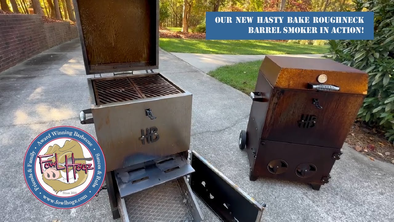 Hasty Bake Roughneck Barrel Smoker In Action