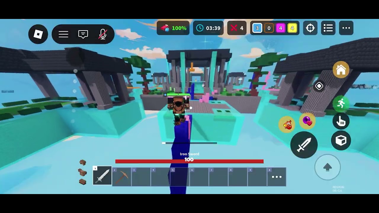 How we clutch a 4v4v4.in Roblox bedwars