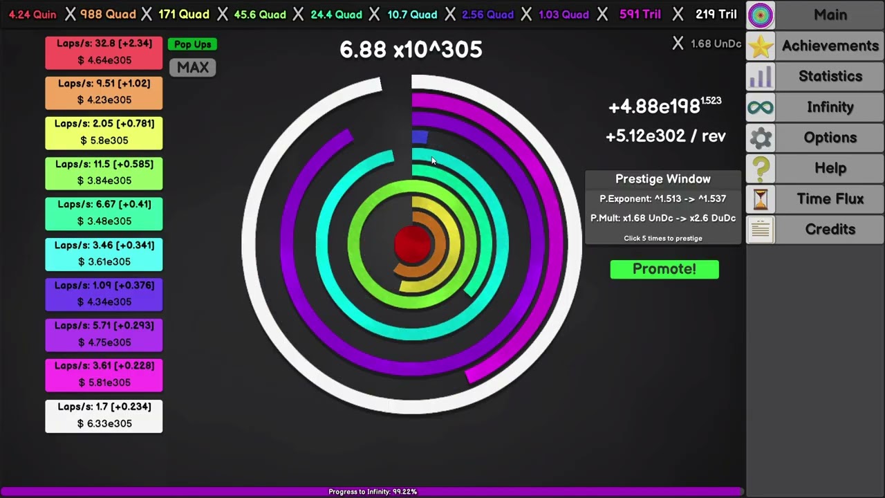 Reached Infinity in Revolution Idle X