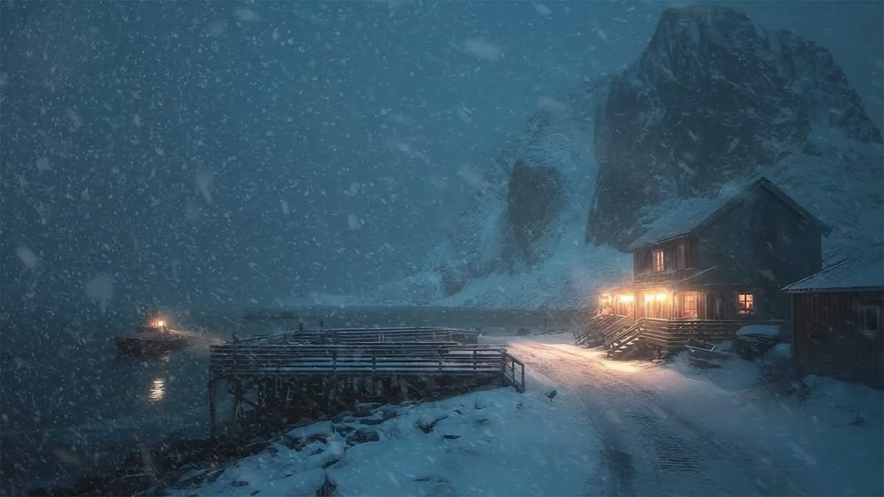 Howling Snowstorm at a Frozen Cabin 🌬️ Dark Windy Night ASMR to Melt Stress & Sleep Deep (3 Hours)