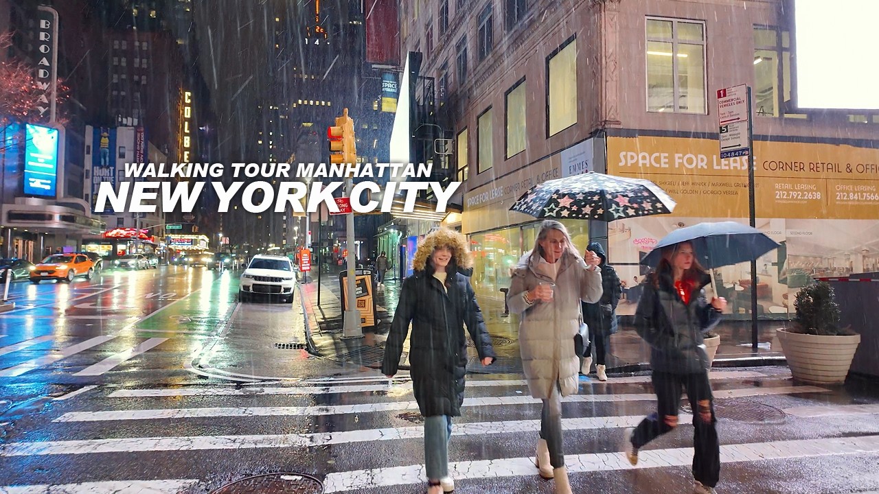 New York Manhattan Winter Walk, 7th Ave, 23rd Street, Madison Square, Broadway, 59th Street, 6th Ave