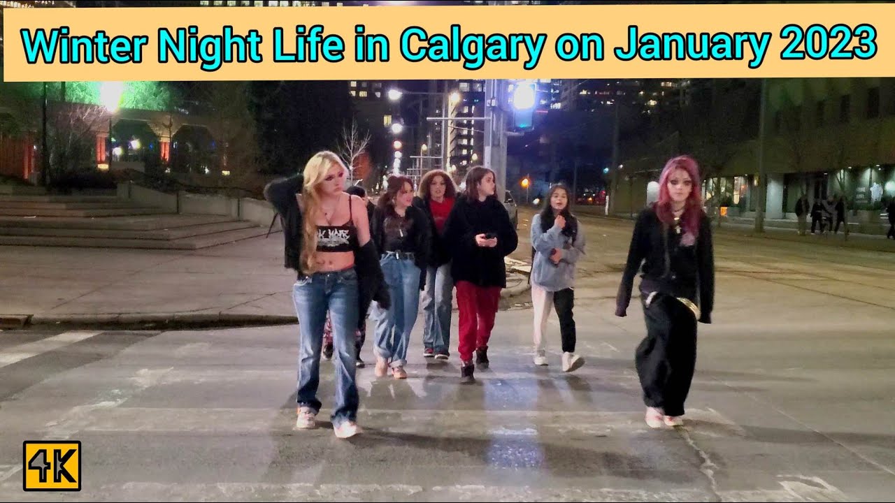 Winter Night Life in Calgary Alberta Canada on January 2023 #calgary #canada  #alberta