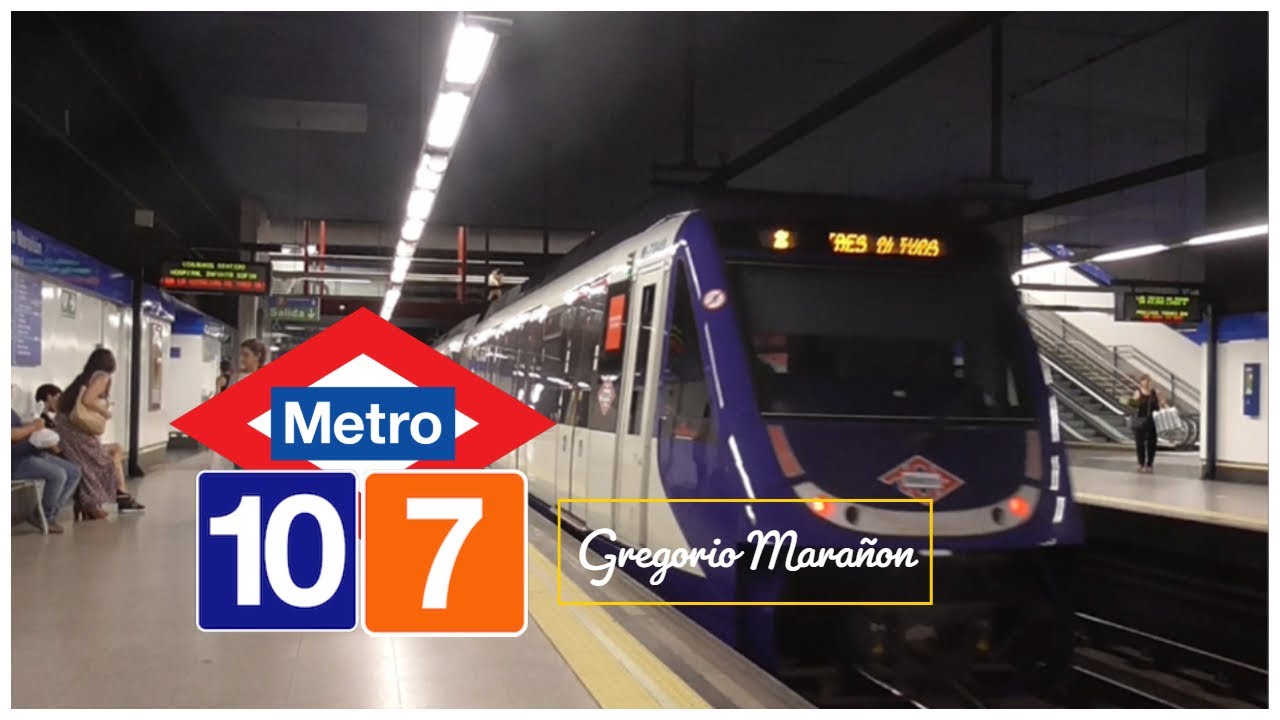 Circulaciones por Gregorio Marañon L7, L10: Metro de Madrid (Serie 7000, 9000)