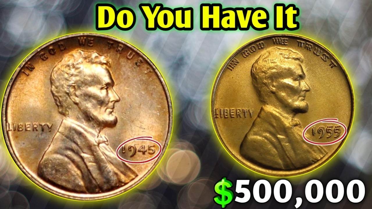 Редчайшие монеты достоинством в один цент с изображением Линкольна 1945 и 1955 годов стоят тысячи...