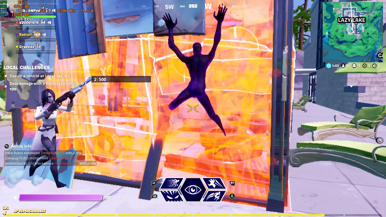 Fortnite gameplay Dell Inspiron 7306 Core I7-1165G7 Iris Xe Tiger Lake