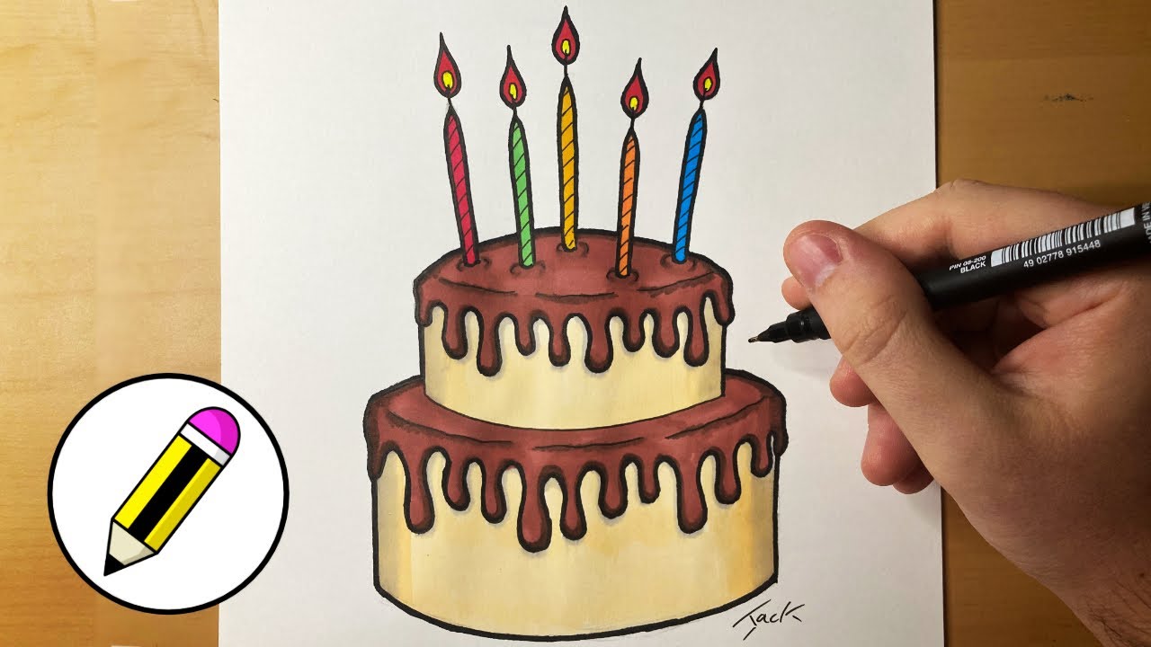 How To Draw A BIRTHDAY CAKE!! REALLY EASY Step By Step | Cartoon Club