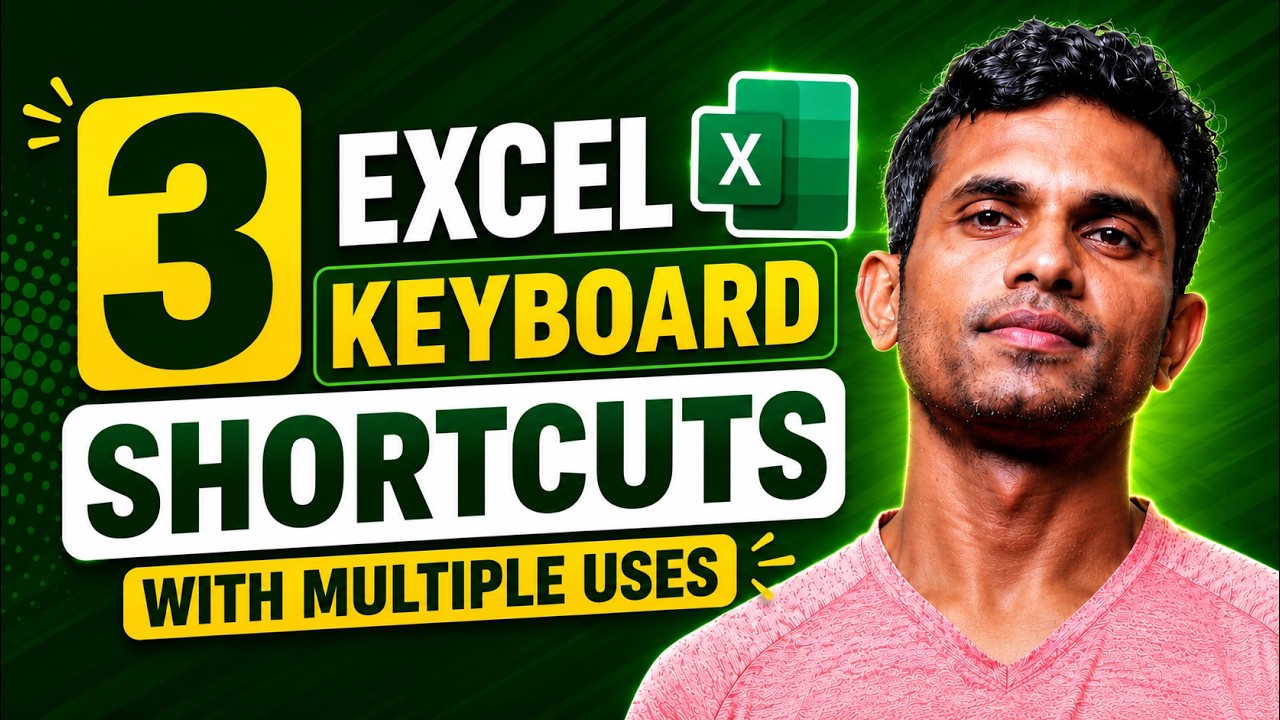 3 Excel Keyboard Shortcuts with multiple uses