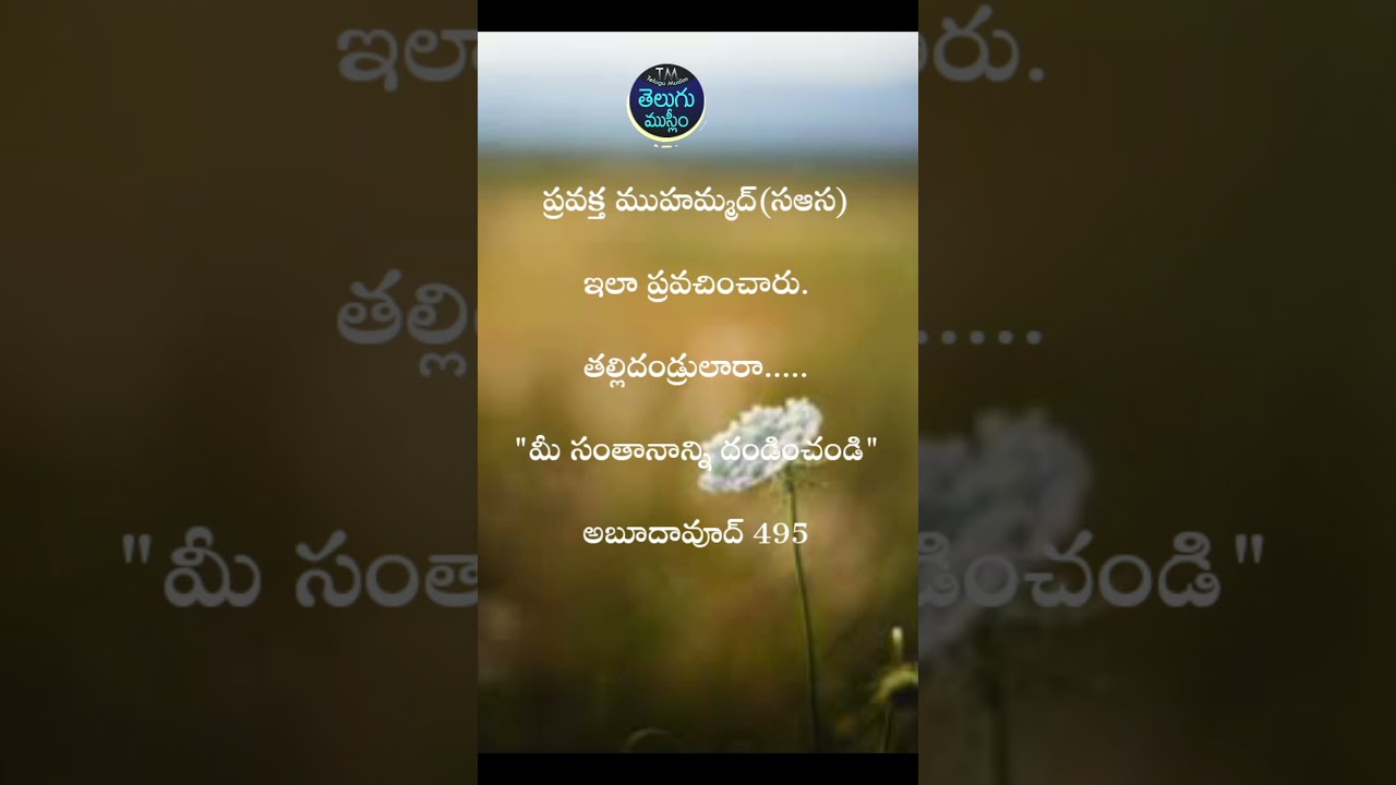 తల్లిదండ్రుల్లారా మీ సంతానాన్ని దండించండి// beat your childrens@telugumuslim