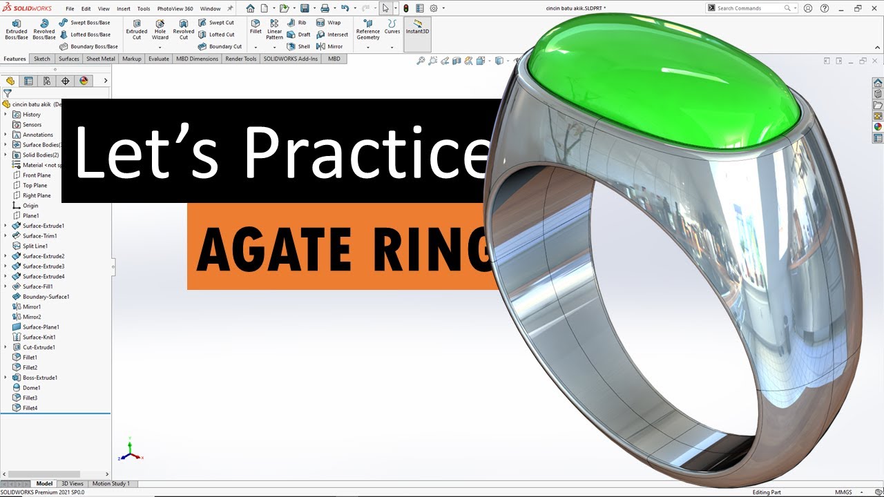 Design Like a Pro: Modelling Agate Ring with Solidworks
