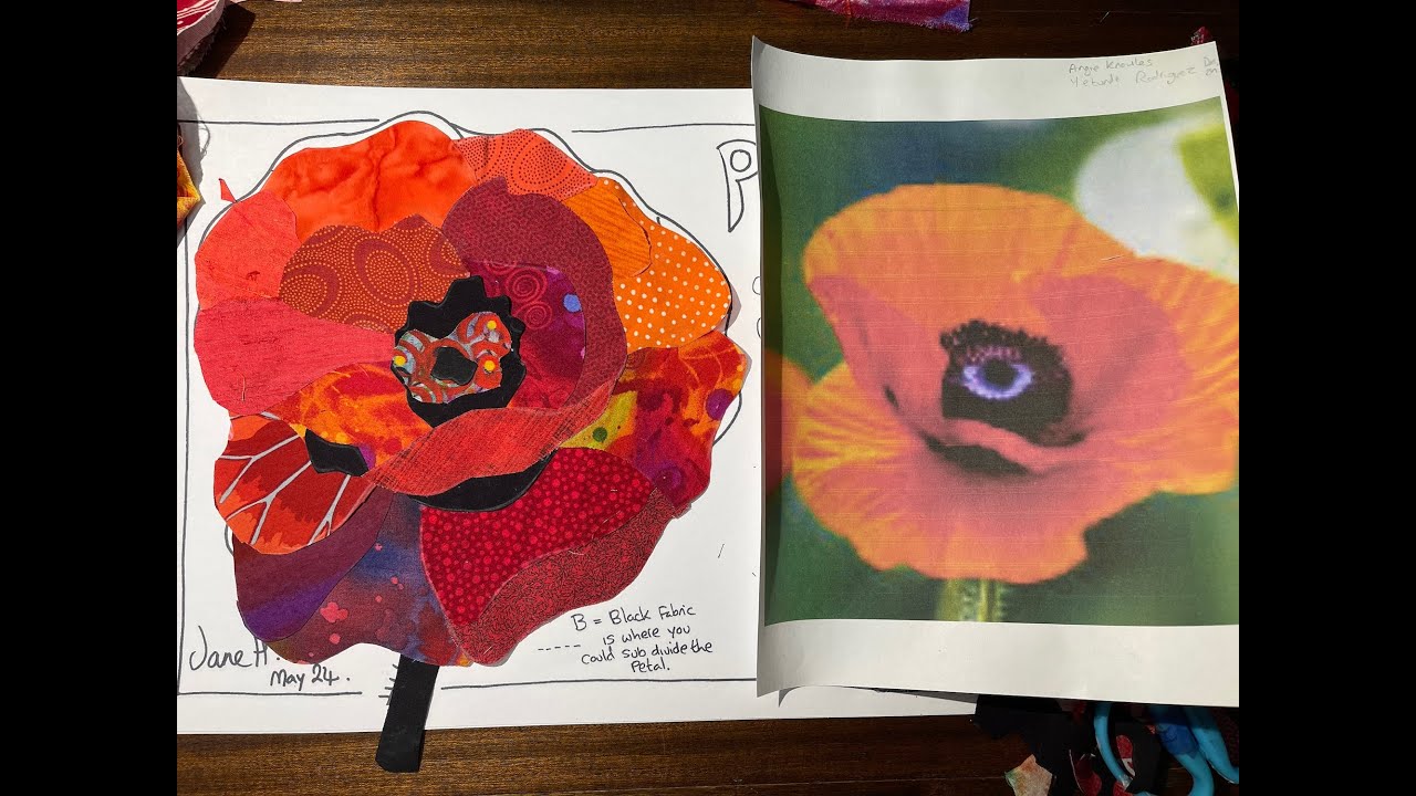 Poppy Fabric Collage