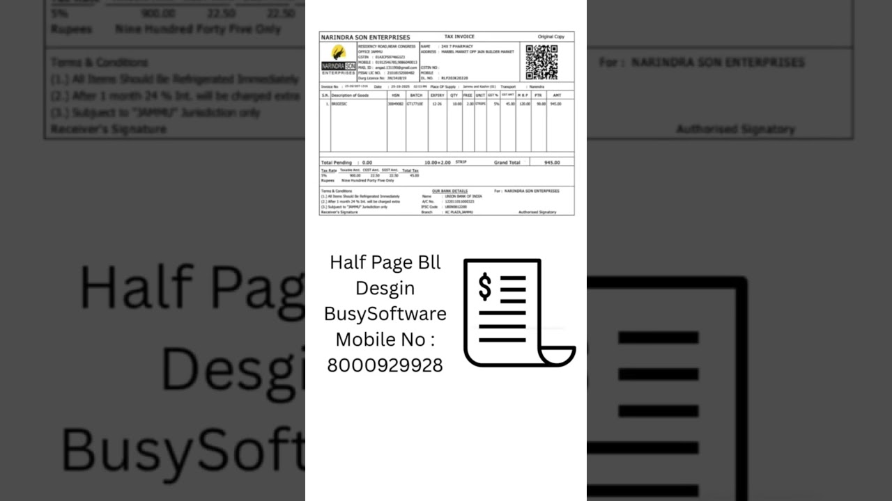 Busy Software Half Page Bill Design||Busy Software Bill Design #8000929928
