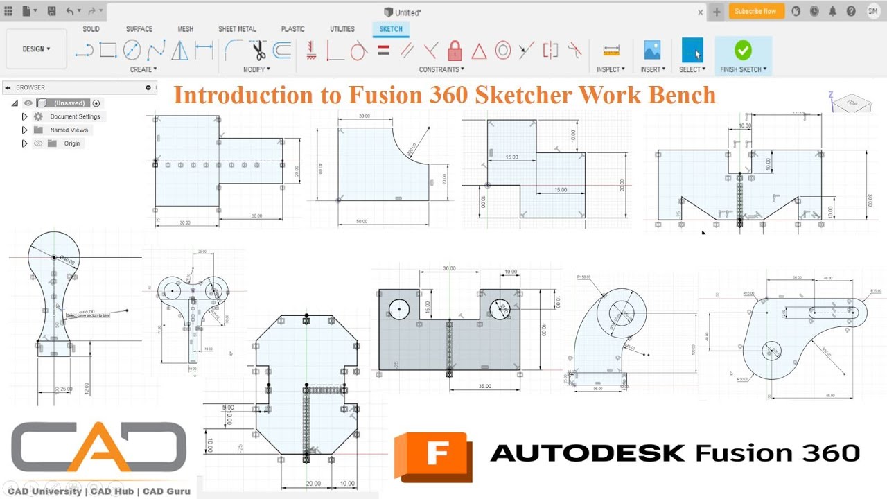 2) Introduction to Fusion 360 Sketcher Workbench