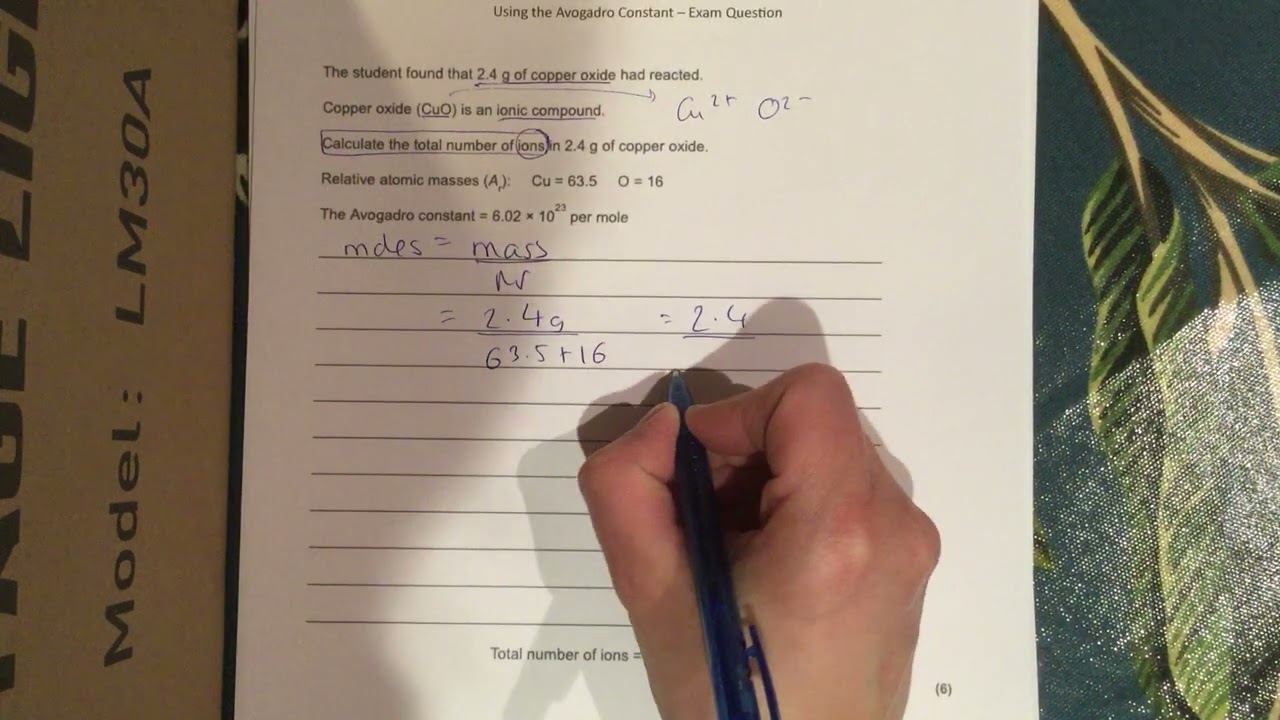 Avagadro constant exam question