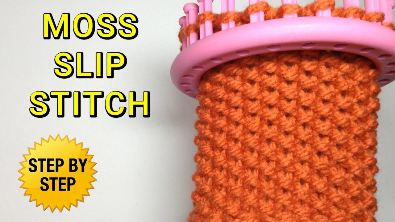 How To Knit MOSS SLIP STITCH on a Round Loom - Easy for beginners