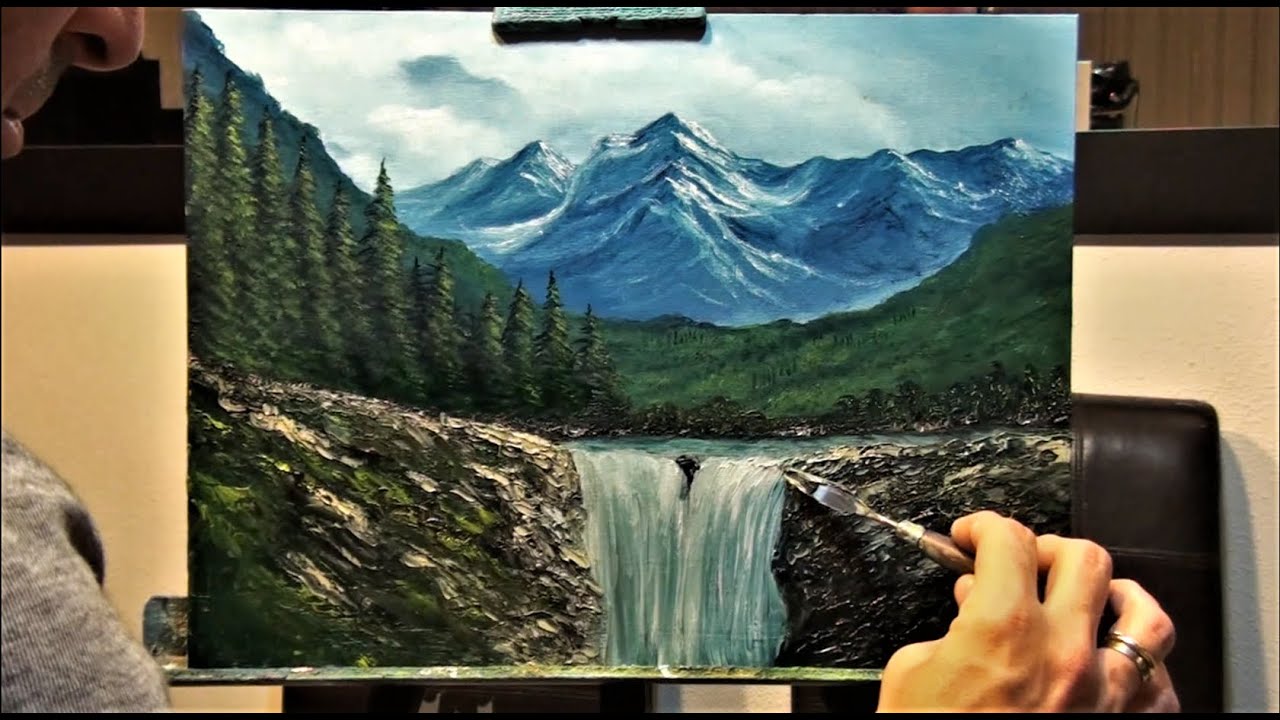Cómo pintar PAISAJE DE MONTAÑA con CASCADA al Óleo | Pintar con Francis ®