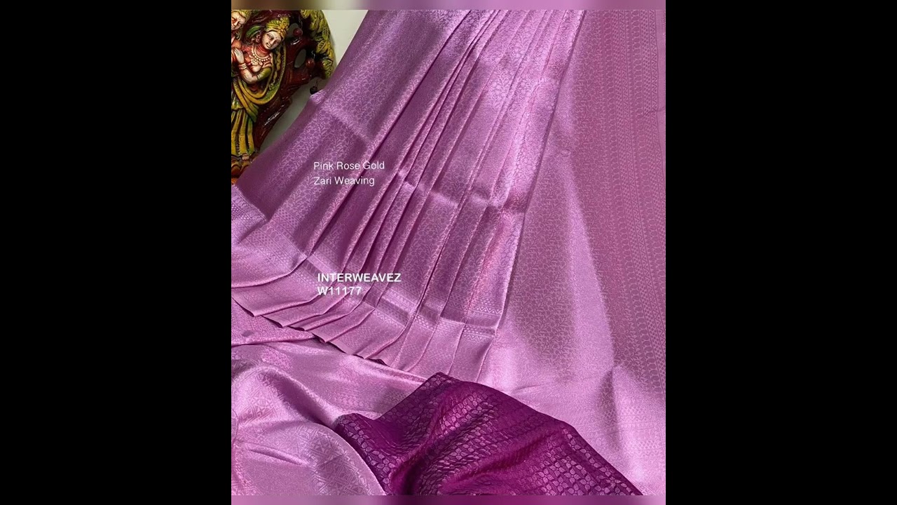 Pinkish Rose gold zari weaving In soft silk crepe&rsquo;s