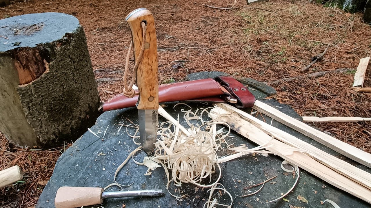 Нож Casström Woodsman Knife - Curly Birch Scandi Grind
