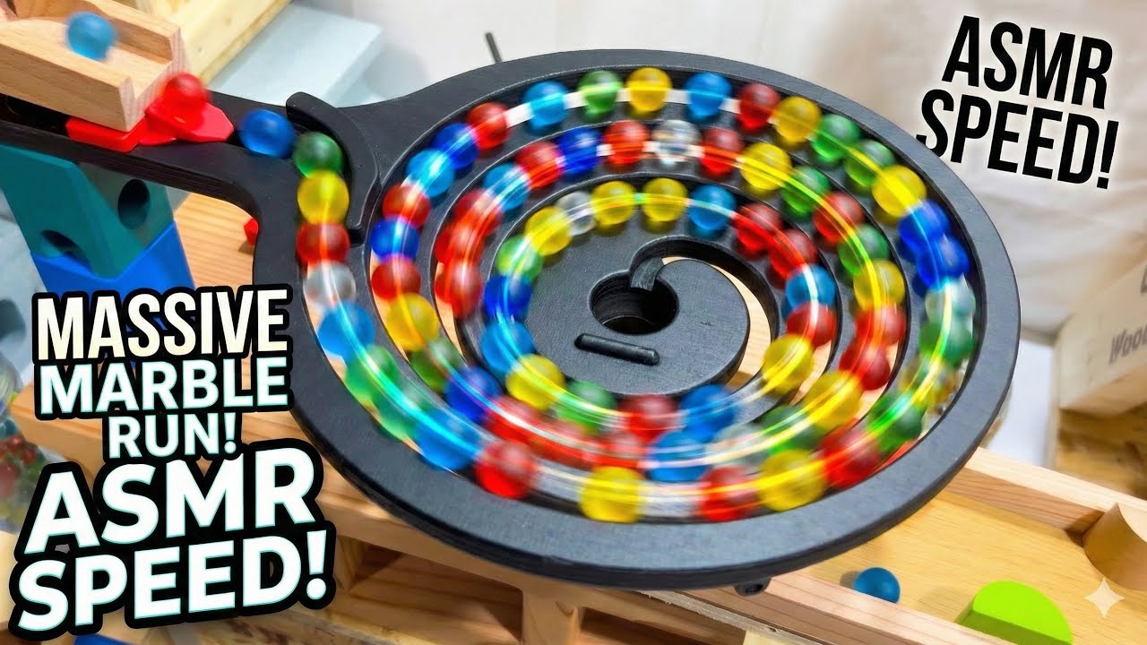 Marble Run ASMR 🔴🔵🟡 Wooden Sound & Spiral Track #Relaxing