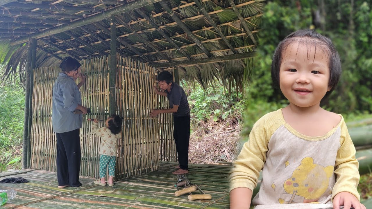 Phuong Anh and her mother were very happy to have the old man help them build a bedroom out bamboo