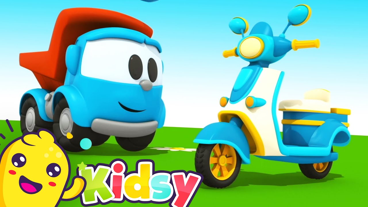 Leo the Curious Truck and the Scooter | Fun Car Cartoons for Kids | Kidsy