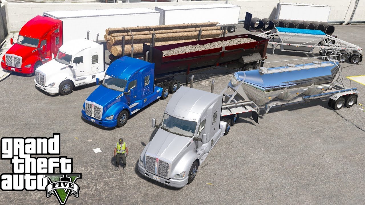 GTA 5 Real Life Mod #133 American Truck Simulator Trailer Pack - Doubles, Triples & More