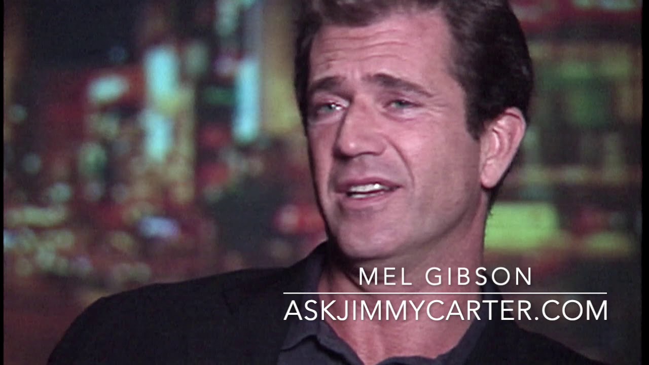 Mel Gibson talks with Jimmy Carter 1997