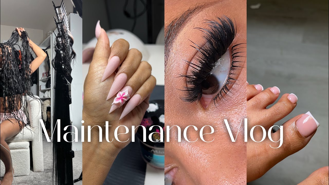 MAINTENANCE VLOG | as a DIY GIRLY: Boho Knotless Braids, Nails & Acrylic Toes, Brow Tint + Lashes…
